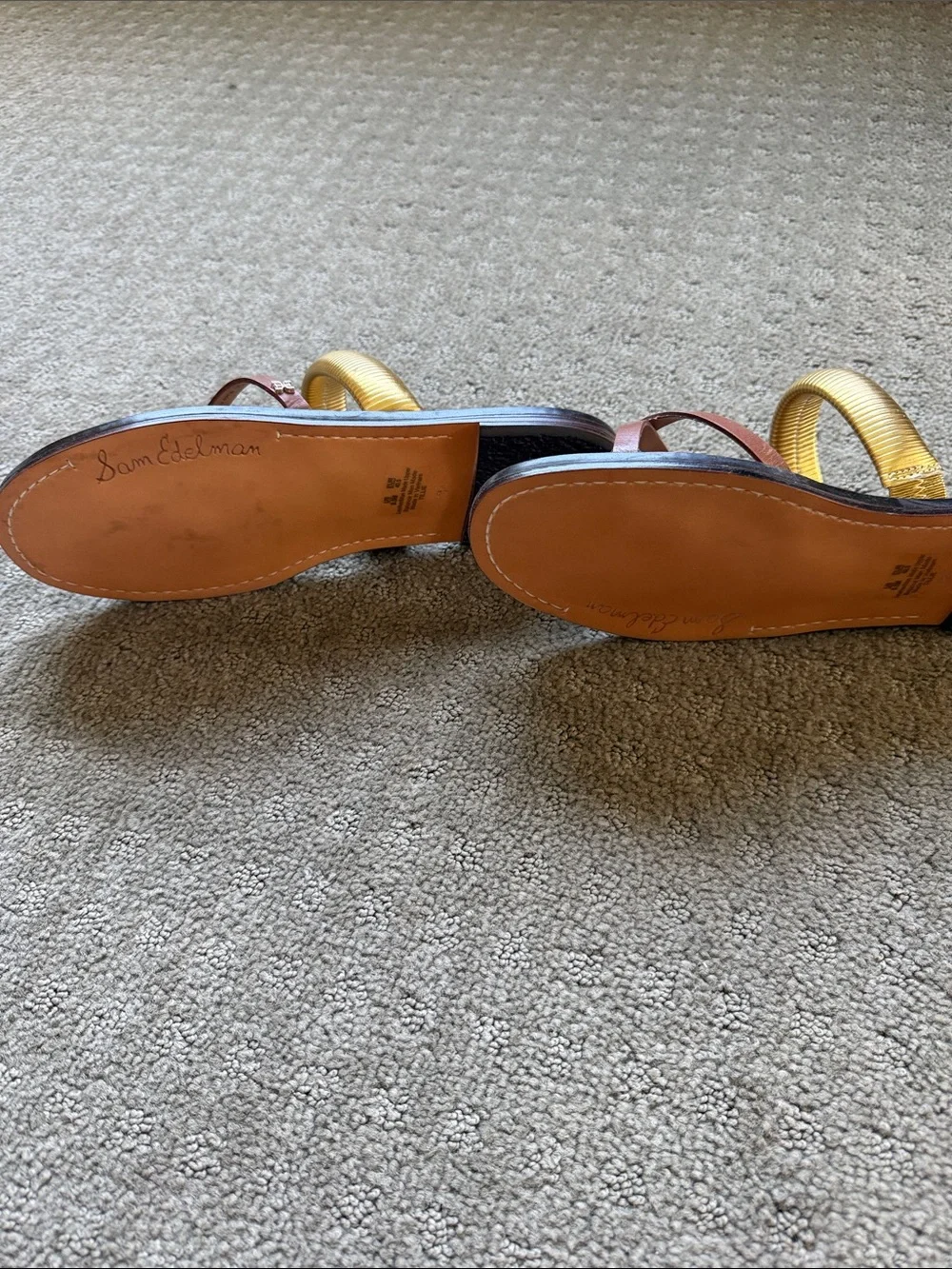 Sam Edelman Brown and Gold Woven Slide Sandals - Picture 3 of 3